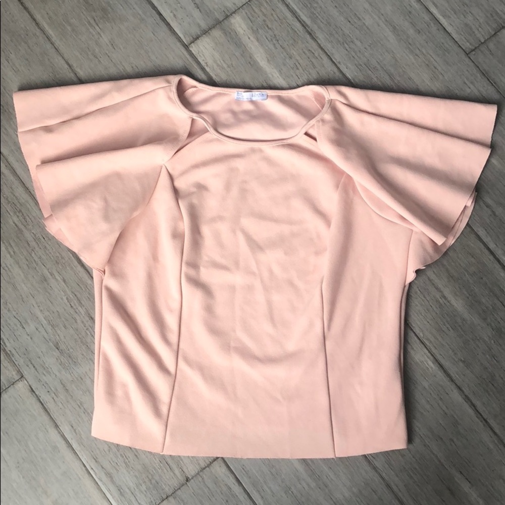 ZARA Blush Pink Bell Sleeve Top